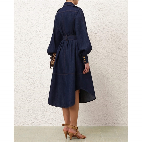 Zimmermann Denim Cargo Midi Kjole, Ink